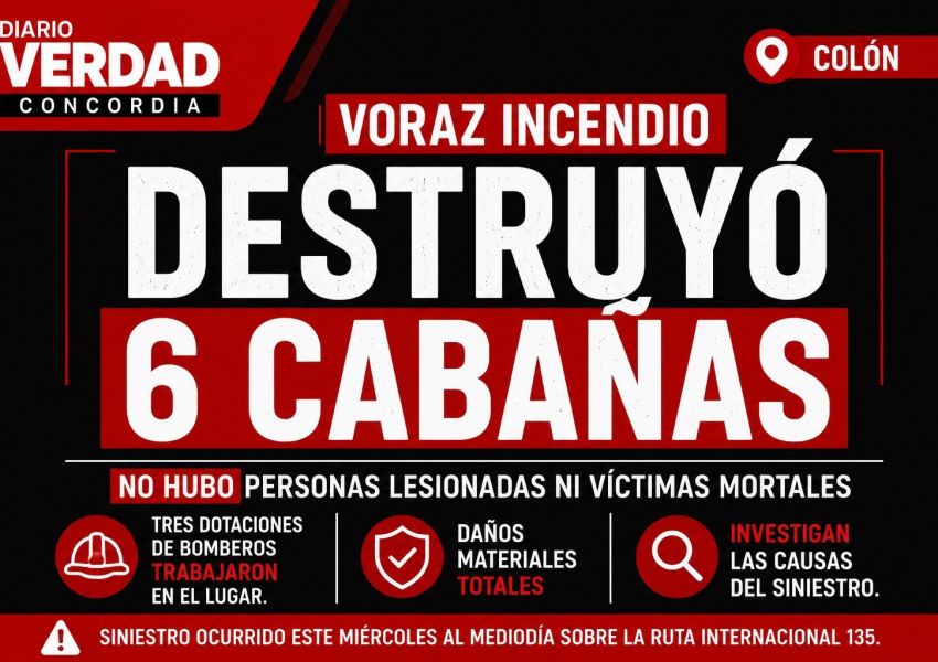 Voraz incendio destruyó por completo un complejo de seis cabañas en Colón