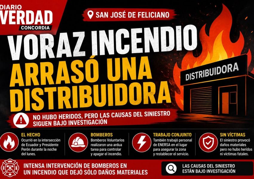 Voraz incendio destruyó una distribuidora en el norte entrerriano