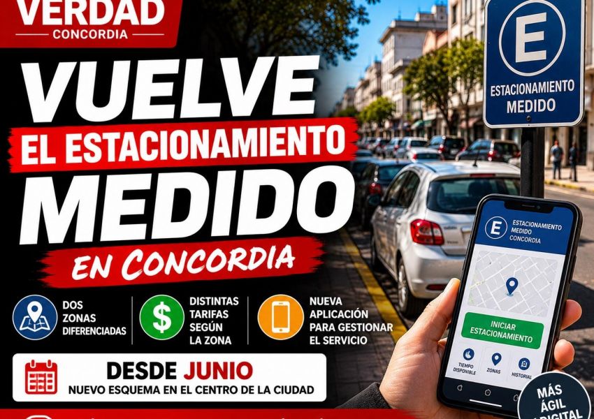 Vuelve el estacionamiento medido en Concordia: habrá dos zonas y nuevas tarifas